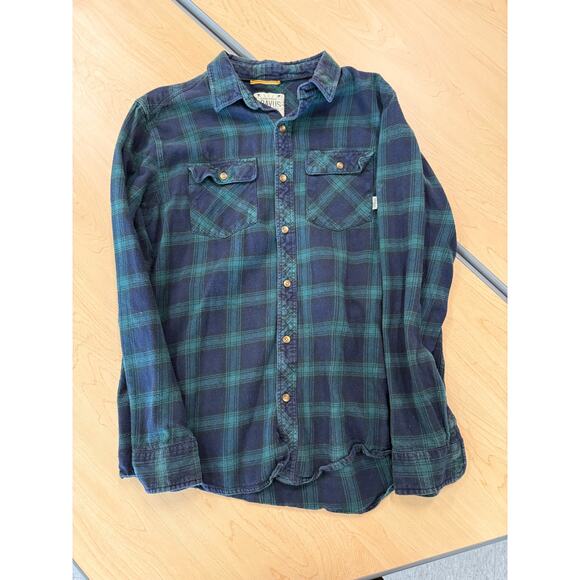 Dravus Flannel Shirt Blue Green Plaid Long Sleeve Men’s L - Picture 1 of 4
